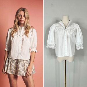 The Shirt Rochelle Behrens The Sacha S White Cotton Cottage Prairie Western Farm